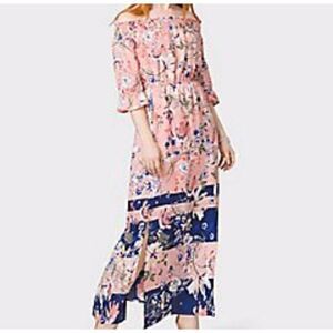 🔺️Westport Pink Floral Print Off Shoulder Maxi Dress Size 4